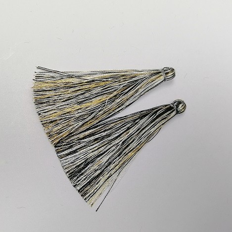 Element do rękodzieła: Pędzel «Czarno-biało-żółta w paski», długość 7 cm, średnica 7 mm, para