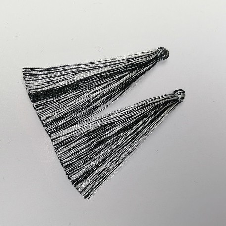 Zawieszka do rękodzieła Pędzelek „Czarno-Biała smuga”, długość 7 cm, średnica 7 mm para