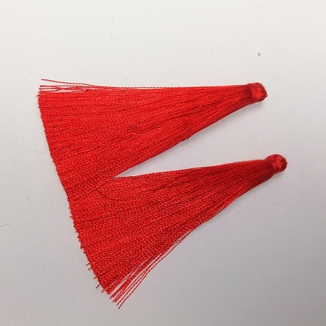 Frędzel czerwony do rękodzieła, długość 7 cm, średnica 7 mm, para