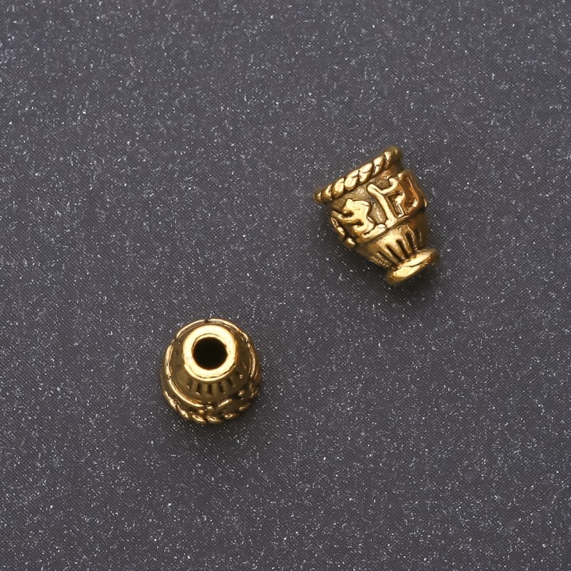 Końcówka kapeluszykowa do koralików 9×7×4 mm, średnica wewnętrzna 2,5–4 mm, opakowanie 20 g (24 szt. ±) Kolor: stare złoto