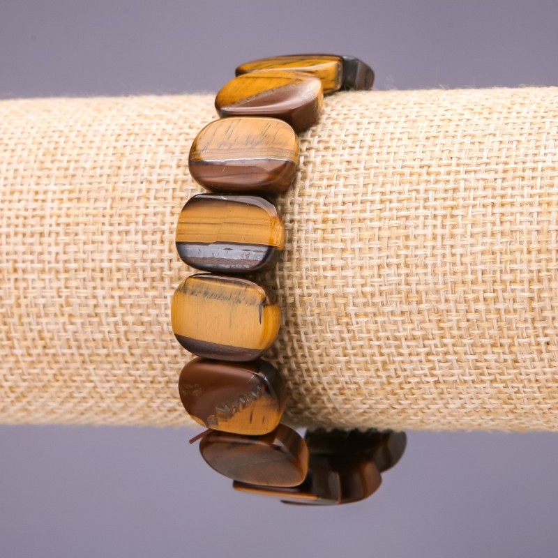 Bransoletka z tygrysiego oka – ogniwa 17×12 mm, długość 18 cm na elastycznej gumce