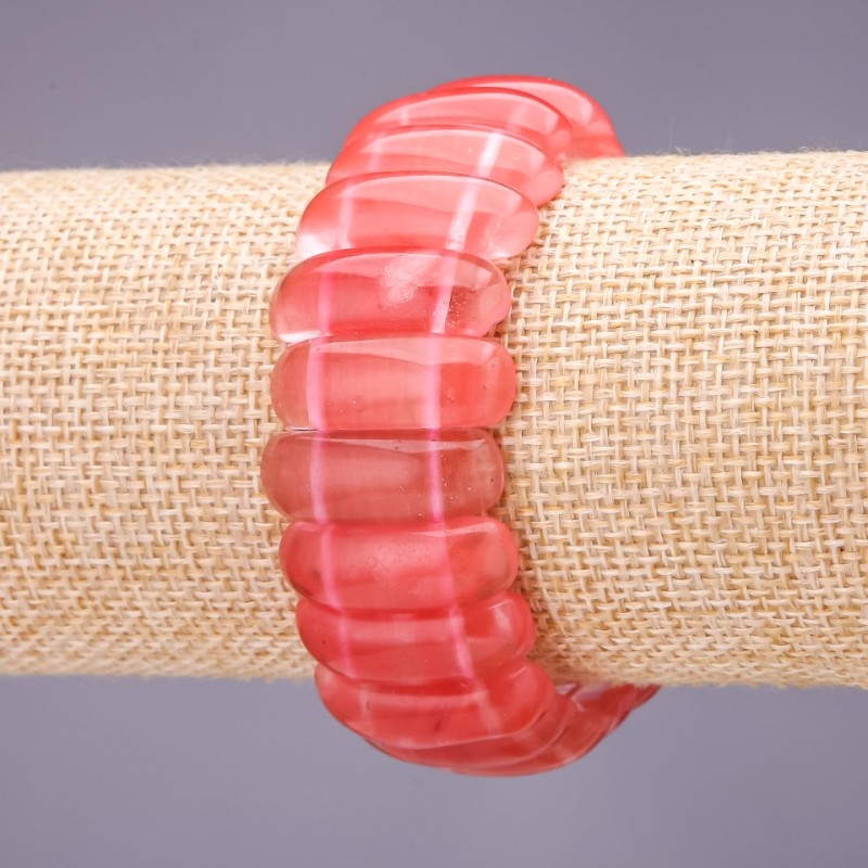 Bransoletka z turmalinu arbuzowego – ogniwo 25×10 mm, długość 18 cm na elastycznej gumce