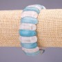 Bransoletka z akwamarynu i różowego kwarcu, ogniwo 25×10 mm, długość 18 cm na gumce