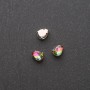Cena za opakowanie / 10 szt. Naszaywany kryształ w oprawie pazurkowej w kształcie kropli 6×8 mm zielono-różowy