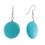 Kolczyki wiszące z okrągłymi kaboszonami w kolorze turkusu, z żyłkami, 48×23 mm