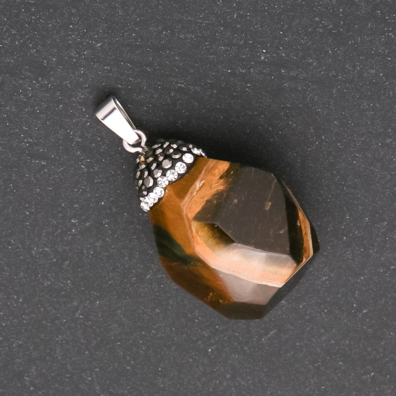 Wisiorek «Żołądź» z kamienia tygrysiego oka 32×20 mm