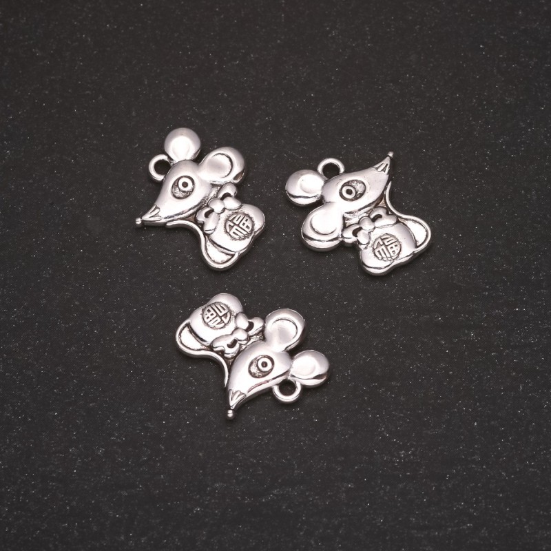 Okucia - zawieszka 'Misia', średnica 15×13 mm, średnica 1,5 mm, masa 20 g, ±14 szt.