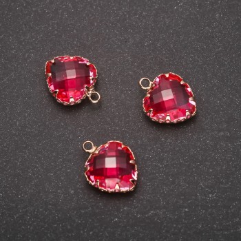 Wisiorek 'Serce' w kolorze różowym, w złotej oprawie 12×15 mm