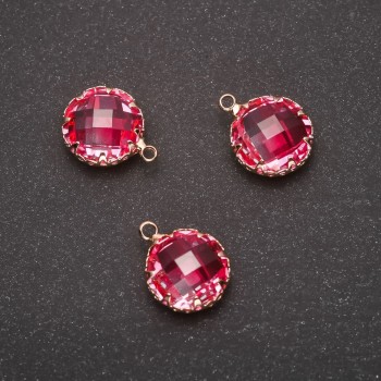 Wisiorek «Koło» w kolorze różowym, w złotej oprawie 10×17 mm