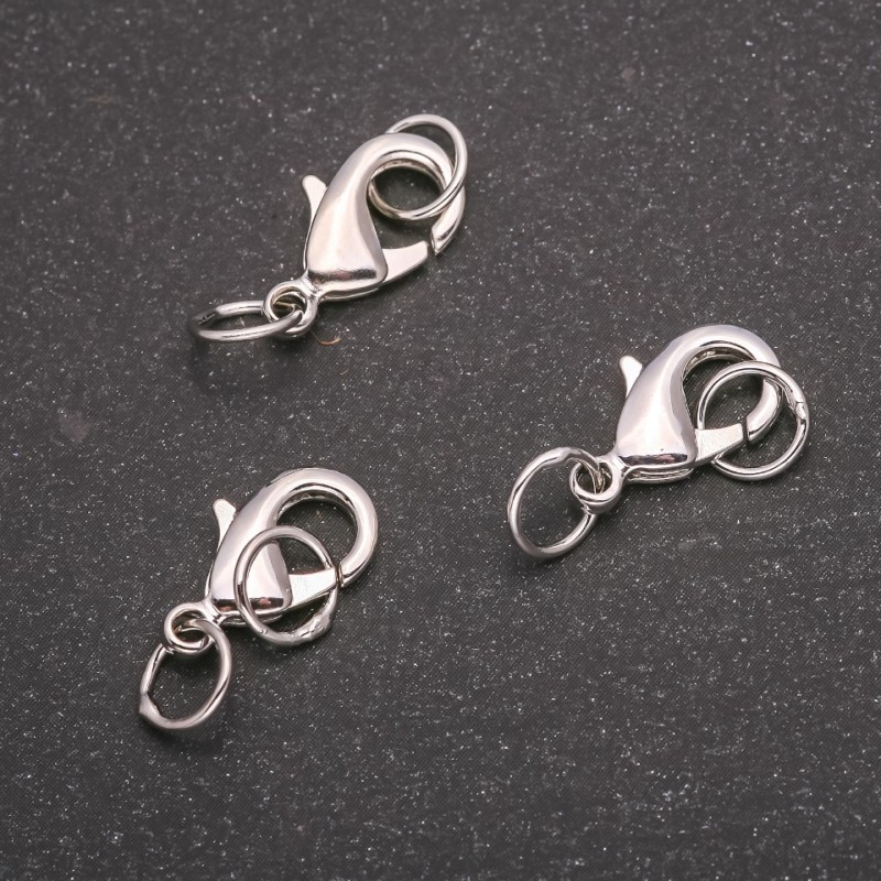 Zapięcie karabinkowe 8×15 mm, metal srebrzysty