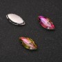 Cena za opakowanie / 10 szt. Przyszywany kryształ w czapie, owal 9x18 mm, różowo-zielony