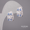 Kolczyki Xuping z niebieskimi kamieniami 5x12 mm rodowane
