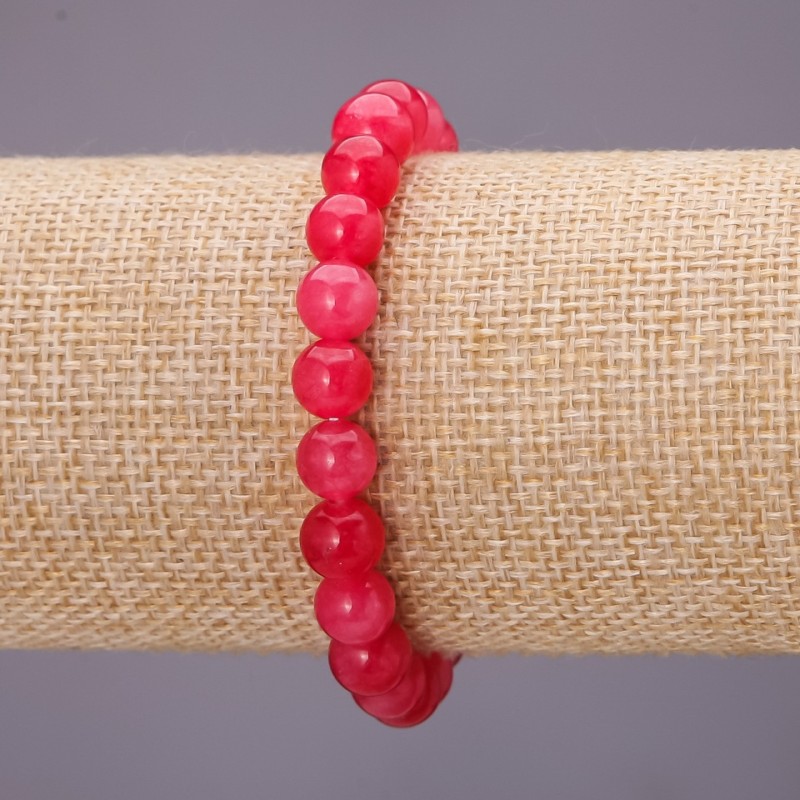 Bransoletka na gumce elastycznej z turmalinu sztucznego, gładka kulka, średnica 8 mm (±), długość 18 cm