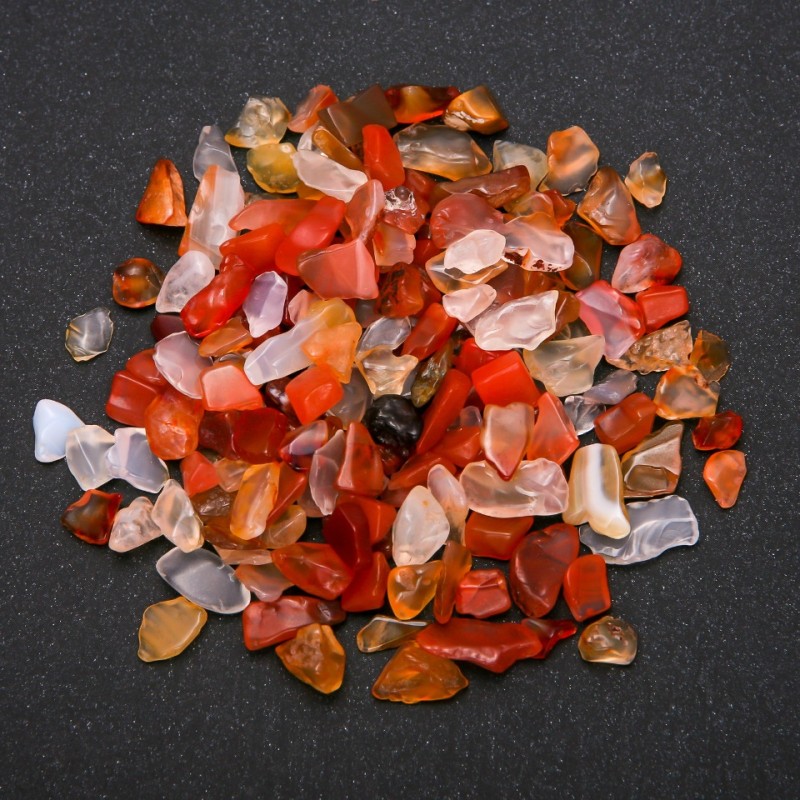 Okucia jubilerskie — drobiny kamienia bez otworu, karneol, 4×5–6×11 mm, ±100 g
