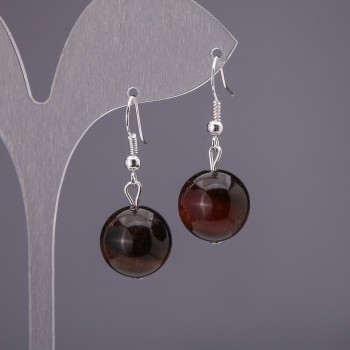 Kolczyki z byczego oka, gładka kulka, średnica 14 mm