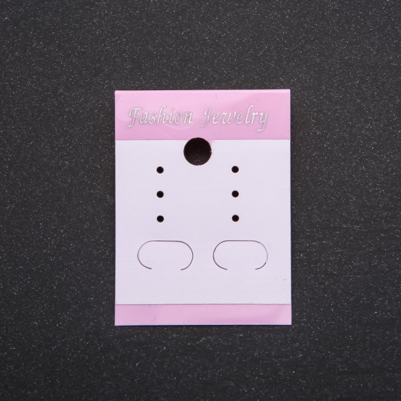 Różowa tabliczka ekspozycyjna pod kolczyki 5×3,7 cm, 100 szt.