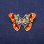 Broszka Motyl czerwono-zielona emalia 4×3 cm złoty metal