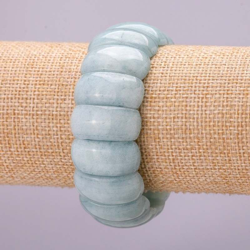 Bransoletka na elastycznej gumce z akwamarynem, ogniwa 12×25 mm, długość 18 cm