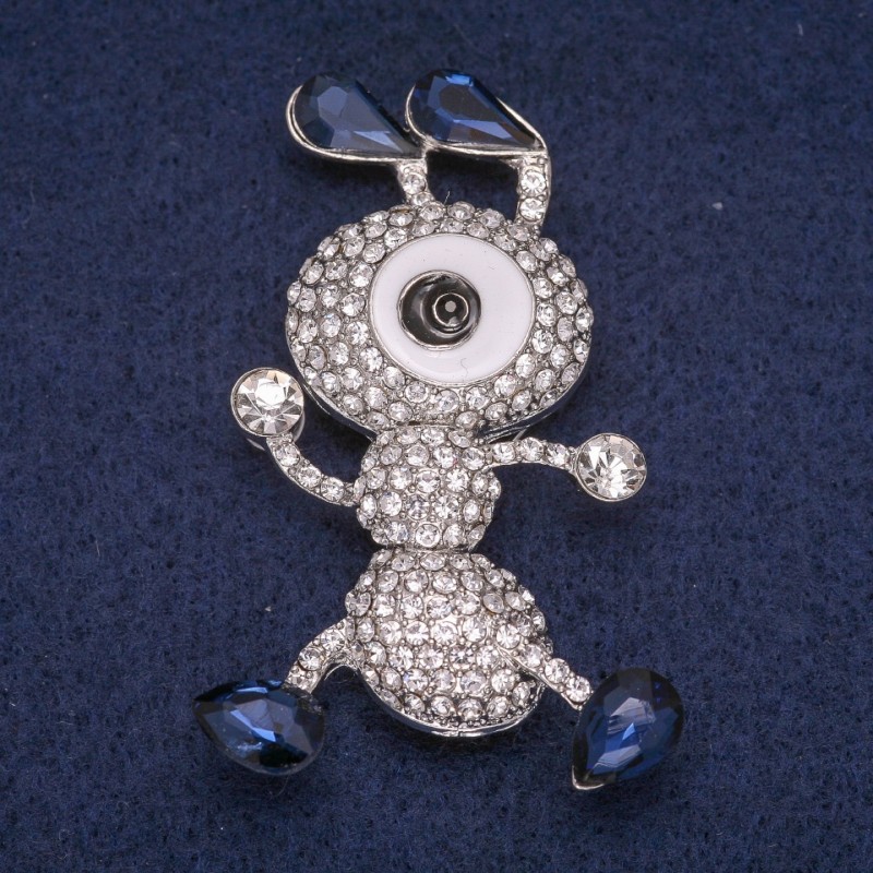 Broszka mrówka z cyrkoniami, metal srebrzysty, 35×56 mm