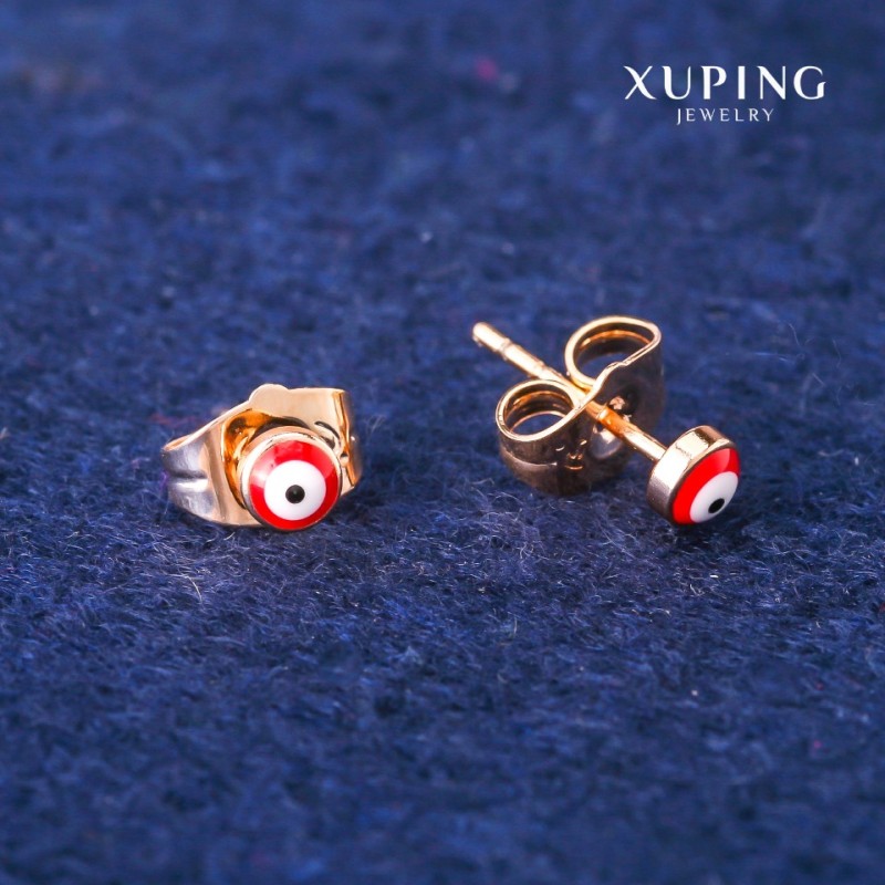 Kolczyki sztyfty Xuping Czerwone Oko 4 mm Pozłocenie 18K