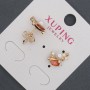 Kolczyki sztyfty Xuping z czerwonymi kryształami i perłami Majorki, średnica 8×13 mm, Pozłacanie 18K