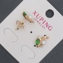 Kolczyki sztyfty Xuping z zielonymi kryształami i Perłą Majorką, średnica 8×13 mm Złocenie 18K