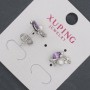 Kolczyki sztyfty Xuping z fioletowymi kryształami i perłami Majorki, o średnicy 8×13 mm, rodowane