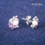Kolczyki sztyfty Xuping z fioletowymi kryształami i perłami Majorki, o średnicy 8×13 mm, rodowane