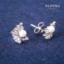 Kolczyki sztyfty Xuping z Majorką i kryształami, średnica 8×13 mm, pokrycie rodowe