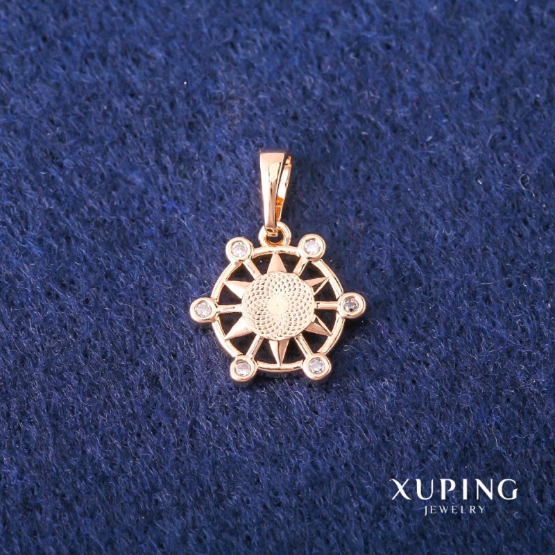 Wisiorek Xuping z białymi kamieniami 14×19 mm, pozłacany 18K