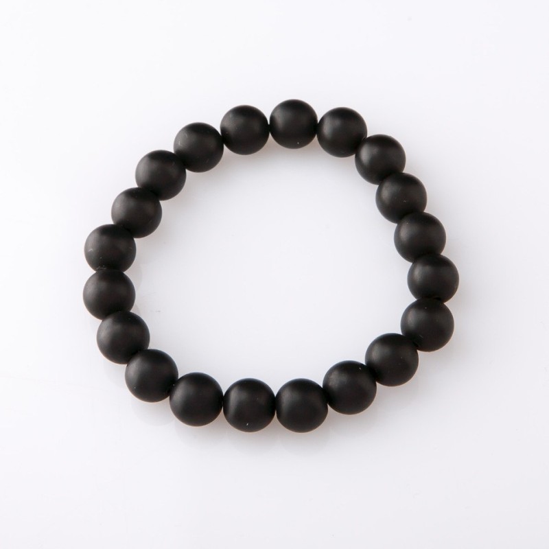 Bransoletka na gumce szungit (sztuczny) gładka kulka 6 mm, długość 18 cm +