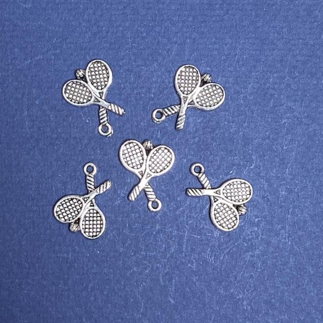 Zawieszka – rakiety tenisowe, kolor metalu srebrny, 20 mm, waga 20 g, ±18 szt.