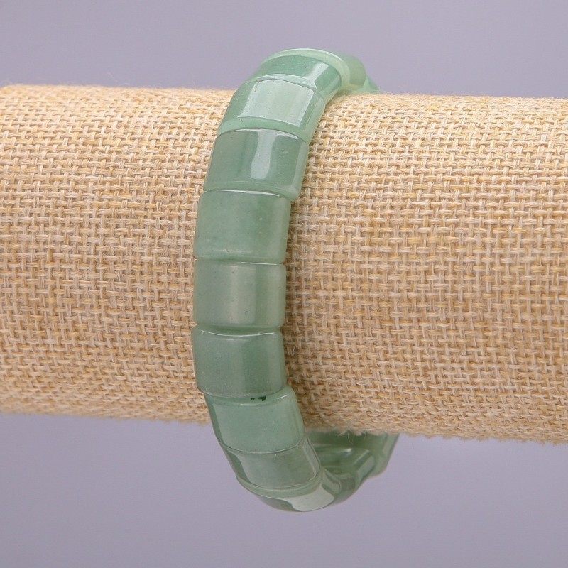Bransoletka z nefrytu, ogniwo, średnica 10 mm, 5×15 mm, długość 19 cm