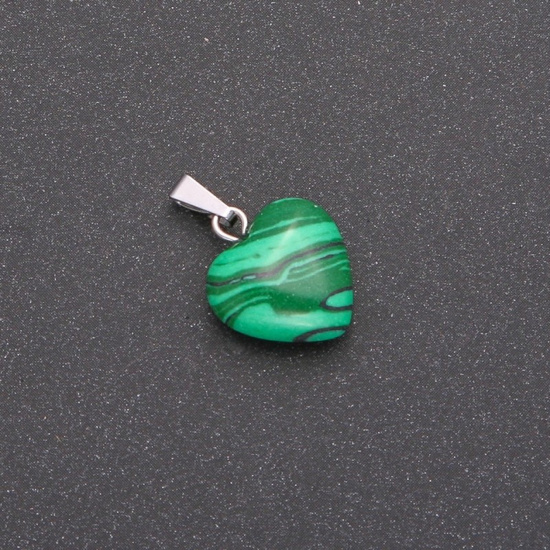 Wisiorek w kształcie serca z malachitu (prasowany) 14×14×23 mm