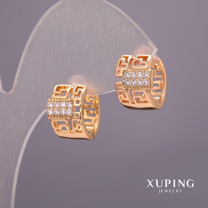 Kolczyki Xuping z białymi kamieniami 9x14 mm pozłacane 18K