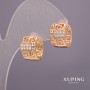 Kolczyki Xuping z białymi kamieniami 9x14 mm pozłacane 18K