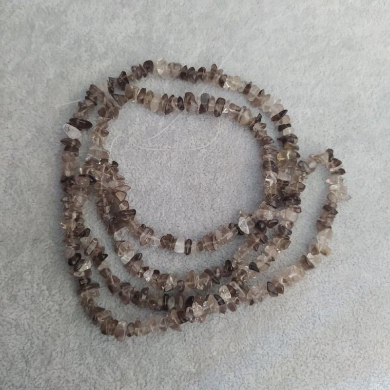 Koraliki z topazu dymnego, naturalny kamień, drobinki na nitce, średnica 6×2 mm ±, długość 84 cm ±