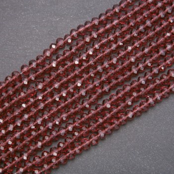 Koraliki czeskiego kryształu, przezroczyste fioletowe w kształcie rondeli, średnica 6×4,5 mm, na nitce, długość 38 cm