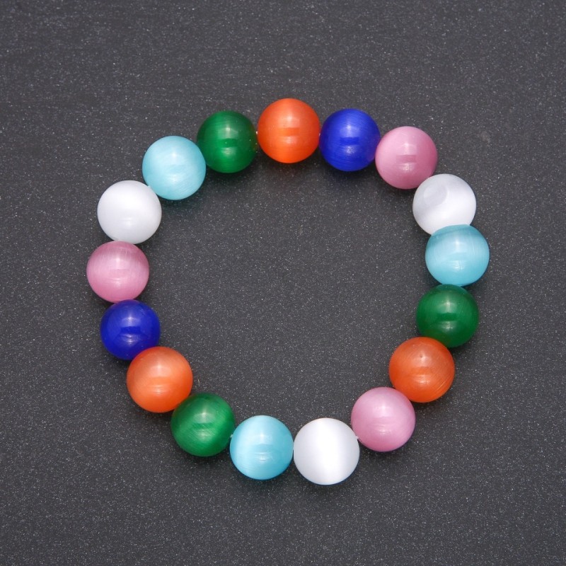 Bransoletka z kamienia Kocie Oko w asortymencie kolorów, gładkie kuleczki, średnica ok. 12 mm, długość ok. 18 cm