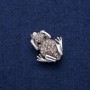 Broszka-wisiorek Żaba z kryształami 27×32 mm, metal srebrny