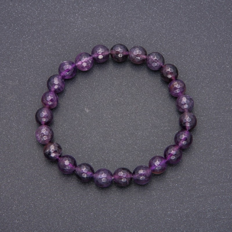 Bransoletka z ametystu, kula szlifowana, średnica około 8 mm, obwód 18 cm, na elastycznej gumce