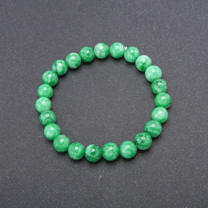 Bransoletka z kamienia chryzoprazowego na gumce, gładkie kulki o średnicy 8 mm, obwód 18 cm