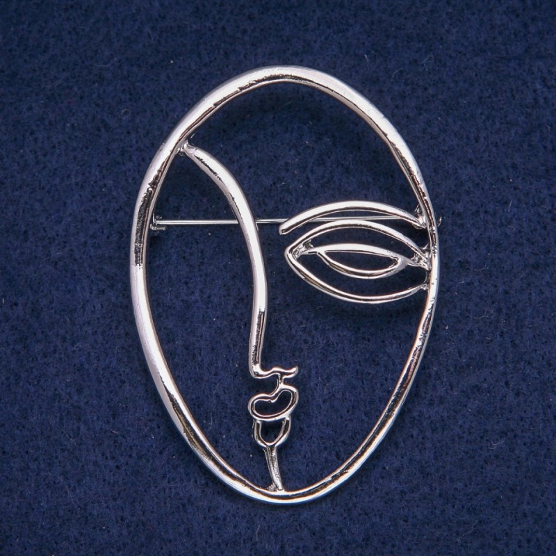 Broszka Akcent Osoba – metal srebrzysty, 43×60 mm