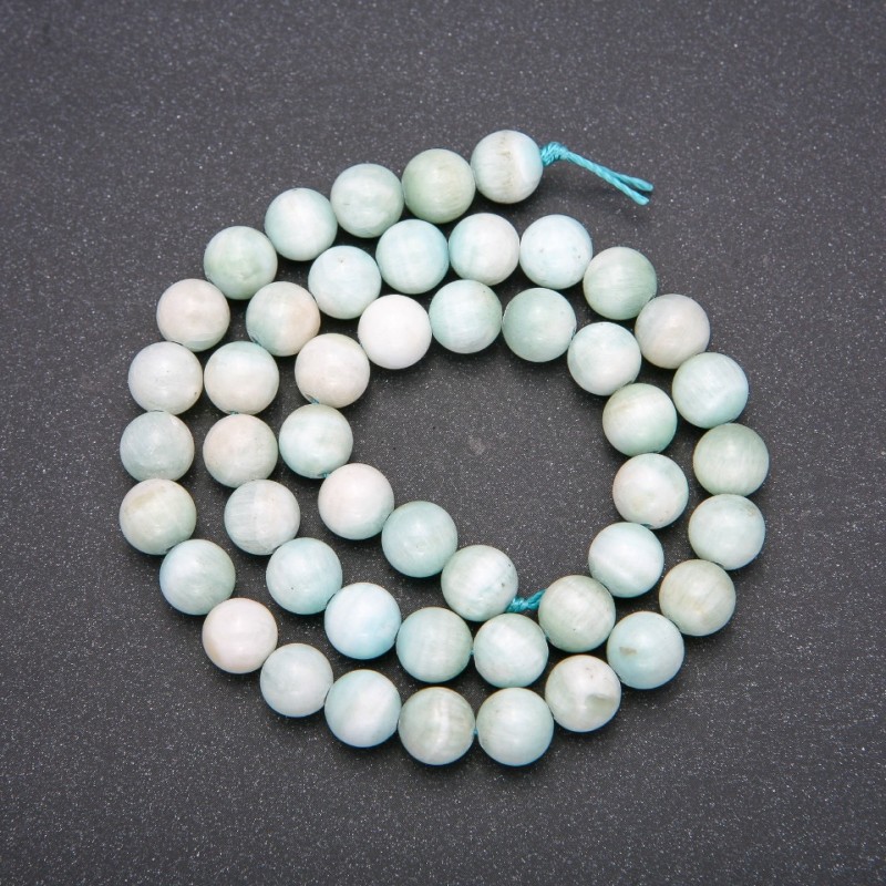 Koraliki z naturalnego kamienia Larimaru — gładkie kulki, średnica 8 (+ -) mm, długość 38 cm