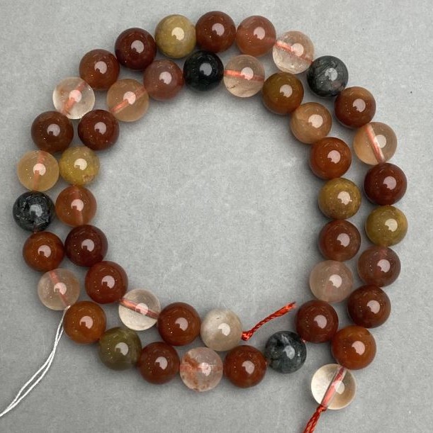 Koraliki z naturalnego kamienia – kwarc rutylowy, mix gładkich kulek, średnica 8 (+/-) mm, długość 38 cm