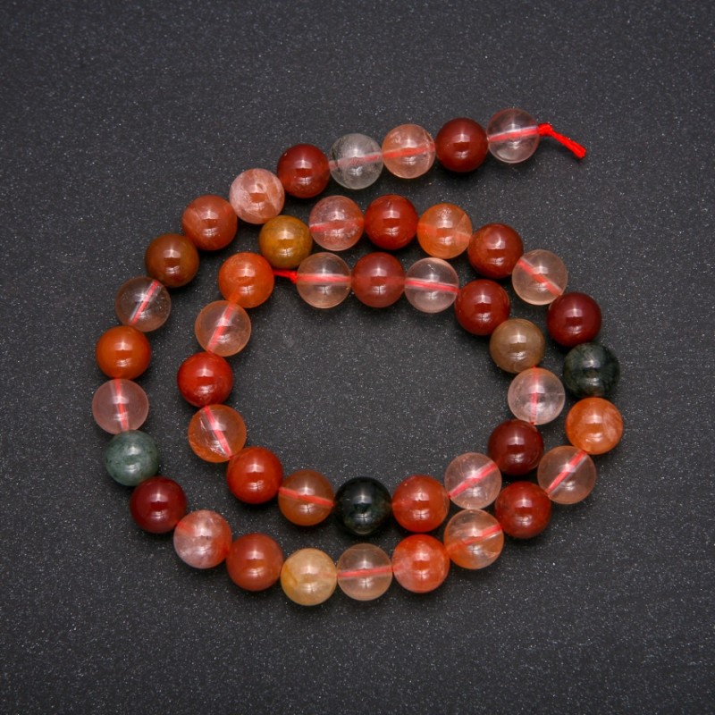 Koraliki z naturalnego kamienia – kwarc rutylowy, mix gładkich kulek, średnica 8 (+/-) mm, długość 38 cm