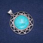 Wisiorek z turkusem w oprawie w stylu vintage 40×46 mm