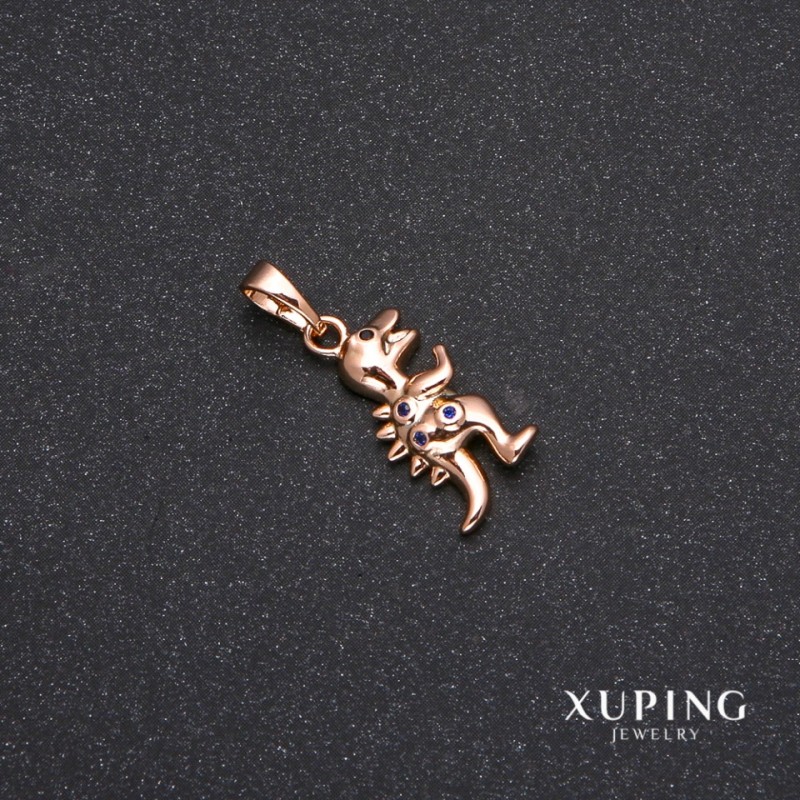 Wisiorek Xuping Dinozaur z niebieskimi kamieniami 10×24 mm pozłacany 18k