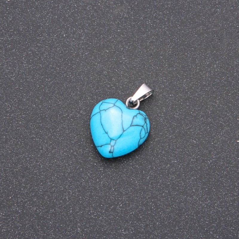 Wisiorek Serce z błękitnego turkusu 14×14×23 mm