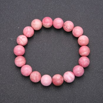 Bransoletka z naturalnego rodokrozytu na gumce, gładka kuleczka, średnica około 8 mm, długość 18 cm